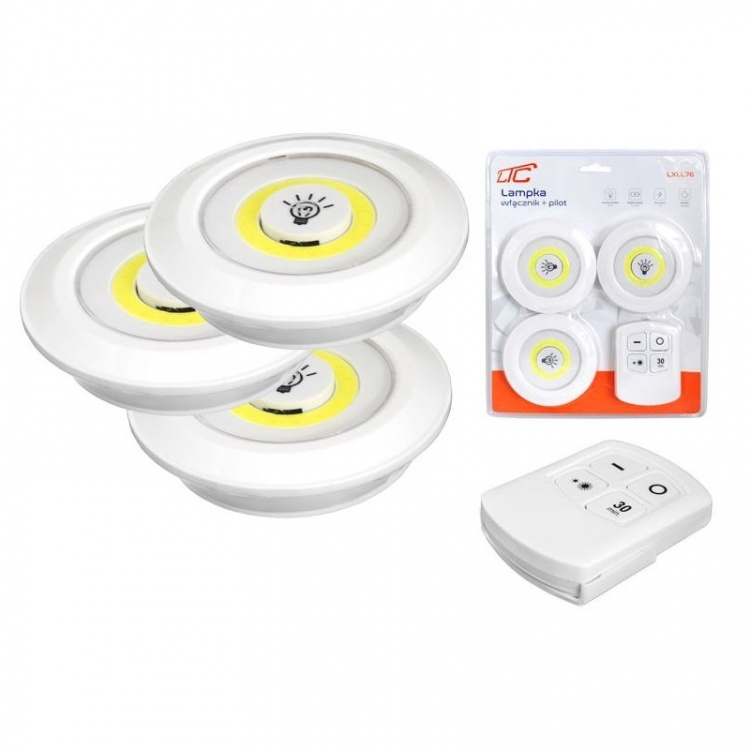 LTC Fjernstyrt COB LED-lampe 3-pakning, 1 W