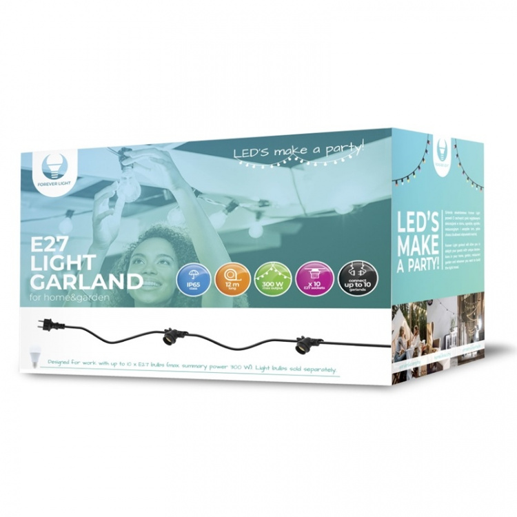 Forever Light Lyskæde med plass til 10 lys, 12 m E27 IP65 Forever Light Lyskæde med plass til 10 lys, 12 m E27 IP65