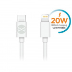 Forever-kabel USB-C - Lightning 1,0 m 3A, 20 W, hvit