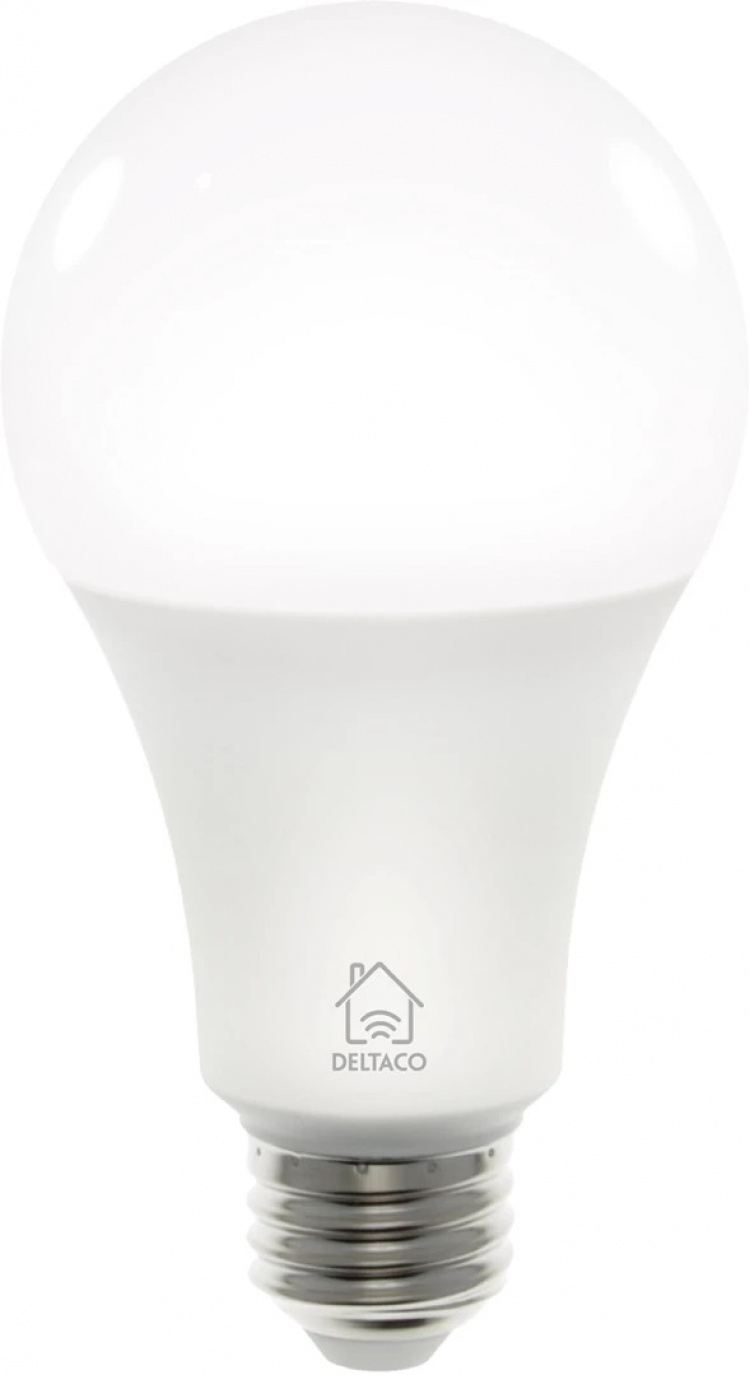 DELTACO Smart LED-lampe E27, WiFi, dimbar, kald/varm hvit
