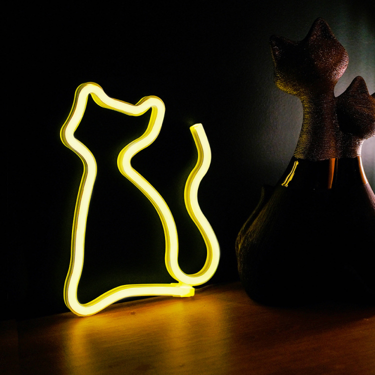 Forever Light Neon LED-lys Katt, batteri + USB FLNEO3, varm hvit Forever Light Neon LED-lys Katt, batteri + USB FLNEO3, varm hvit