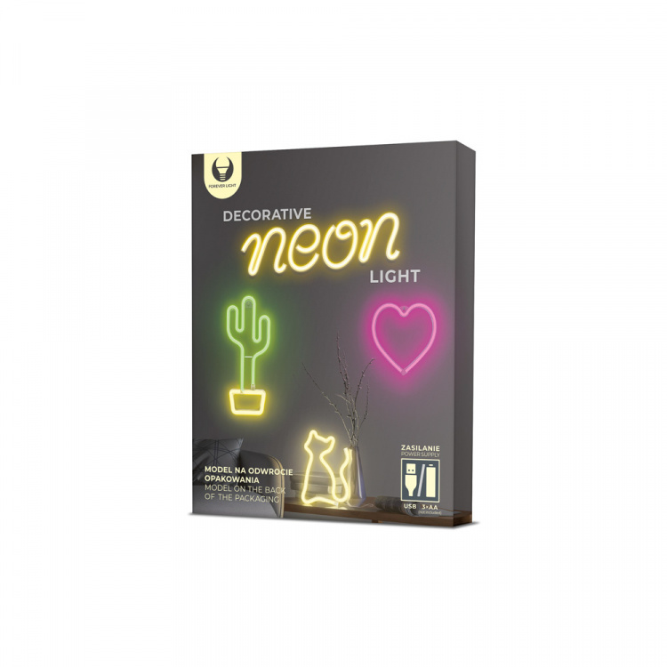Forever Light Neon LED-lys Katt, batteri + USB FLNEO4, Rosa Forever Light Neon LED-lys Katt, batteri + USB FLNEO4, Rosa