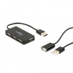 Maxlife Hjemmekontor USB 2.0 hub USB - 4x USB 0,15 m + kabel 1,5 m, Svart