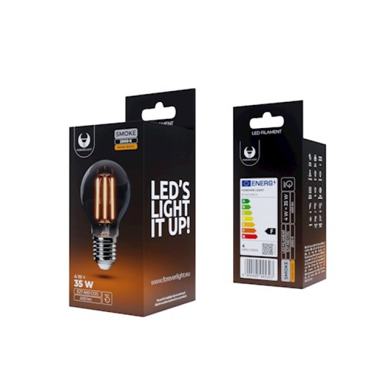 Forever Light LED-lampe Filament E27 A60 4W 230V 230V 2000K 400lm COG, Sooty glass