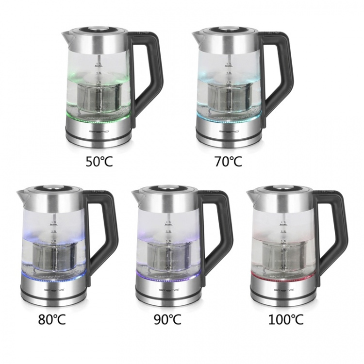 Emerio Vann-/temaskin 1,7 l Glass temp