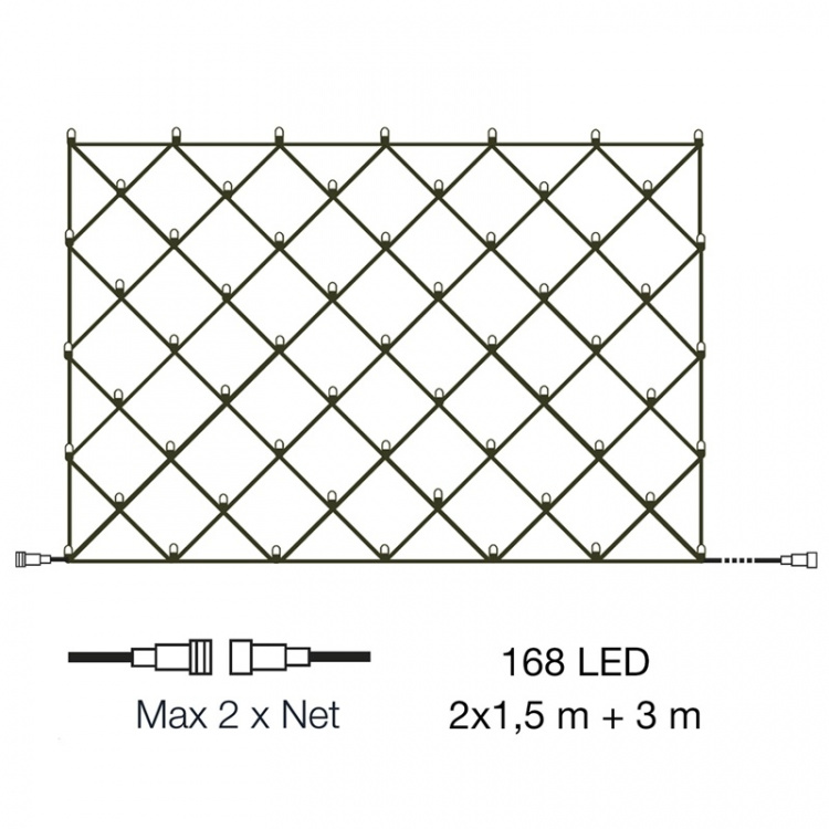 LightsOn Nett Lysnett 2x1,5 m med 168 lyspunkter