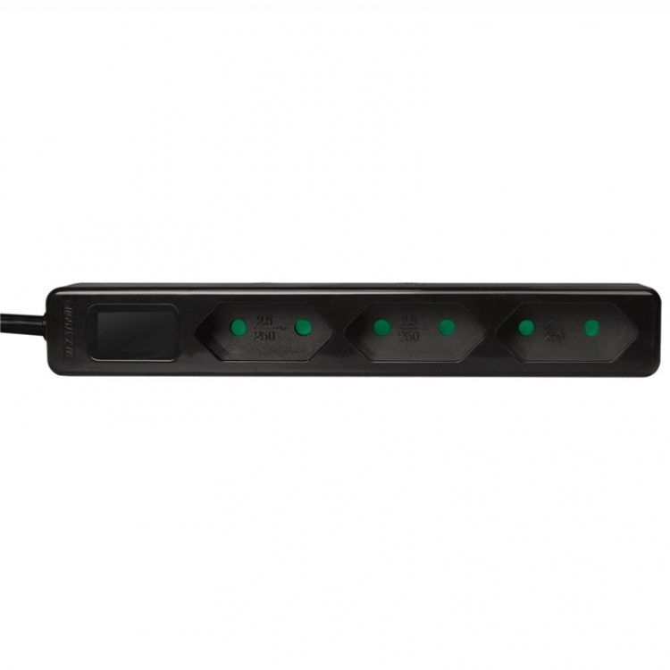 LogiLink Slank 3-veis Euro-stikkontakt 1,5 m, svart