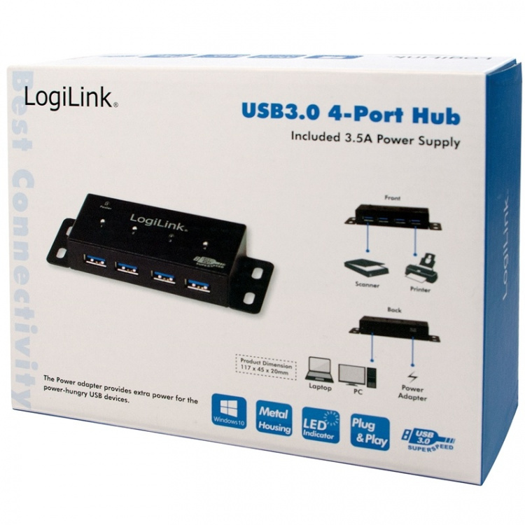 LogiLink USB 3.0-hub med 4 porter LogiLink USB 3.0-hub med 4 porter