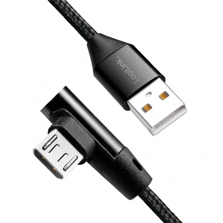 LogiLink Vinklet microUSB-kabel USB 2.0 15W 1m