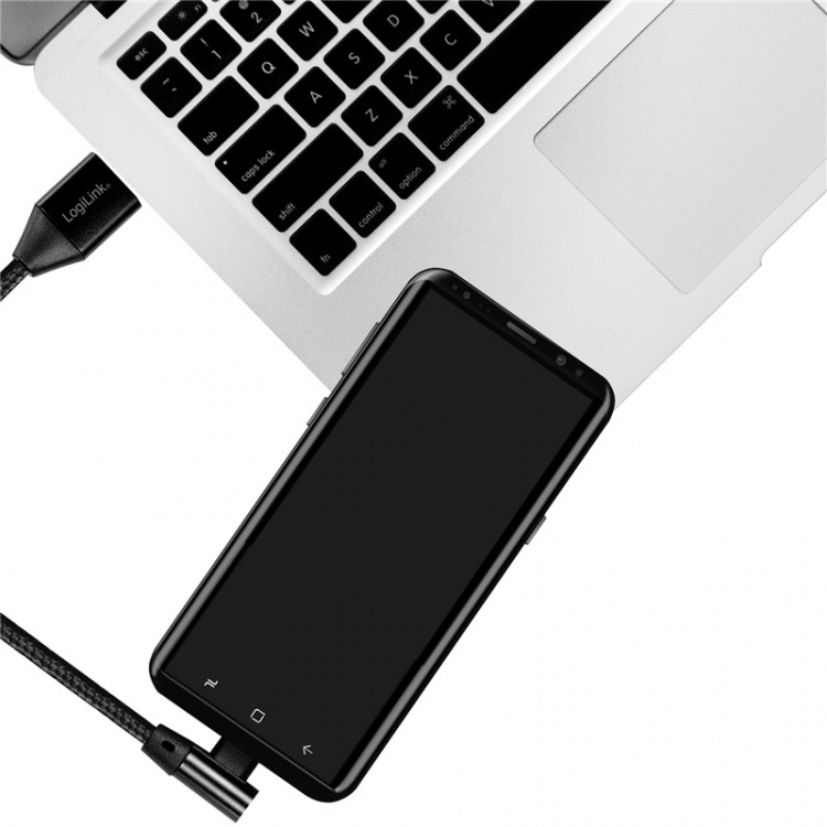 LogiLink Vinklet USB-C-kabel USB 2.0 Max 3A 1m