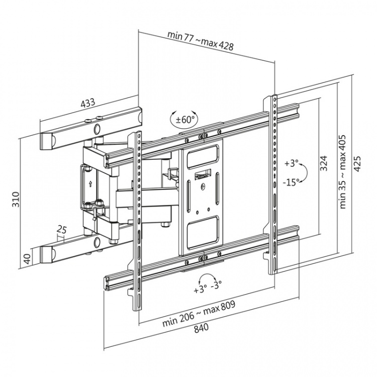 LogiLink TV-veggfeste 43-90