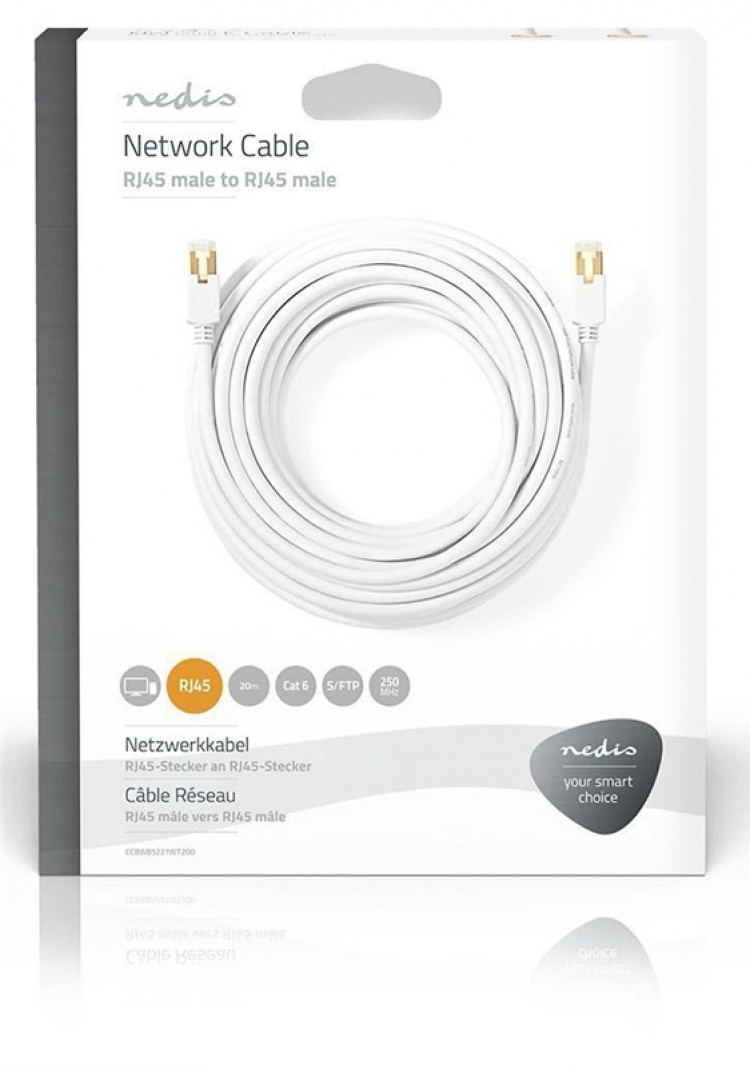 Nedis CAT6 Nettverkskabel | RJ45 Han | RJ45 Han | S/FTP | 20.0 m | Rund | LSZH / PVC | Hvit | Vindus boks Nedis CAT6 Nettverkskabel | RJ45 Han | RJ45 Han | S/FTP | 20.0 m | Rund | LSZH / PVC | Hvit | Vindus boks