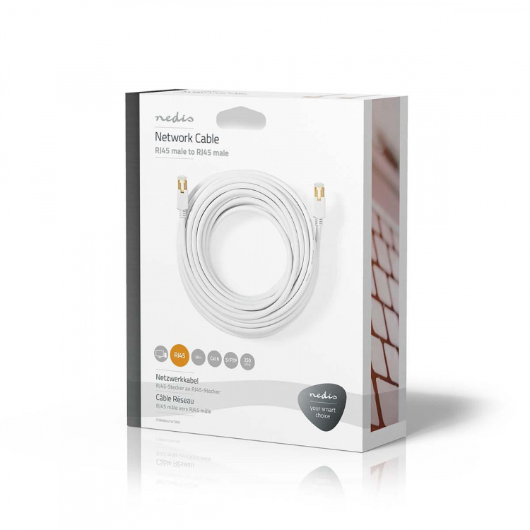 Nedis CAT6 Nettverkskabel | RJ45 Han | RJ45 Han | S/FTP | 20.0 m | Rund | LSZH / PVC | Hvit | Vindus boks Nedis CAT6 Nettverkskabel | RJ45 Han | RJ45 Han | S/FTP | 20.0 m | Rund | LSZH / PVC | Hvit | Vindus boks