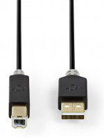 Nedis USB-kabel | USB 2.0 | USB-A Han | USB-B Han | 480 Mbps | Gull belagt | 2.00 m | Rund | PVC | Antrasitt | Boks Nedis USB-kabel | USB 2.0 | USB-A Han | USB-B Han | 480 Mbps | Gull belagt | 2.00 m | Rund | PVC | Antrasitt | Boks