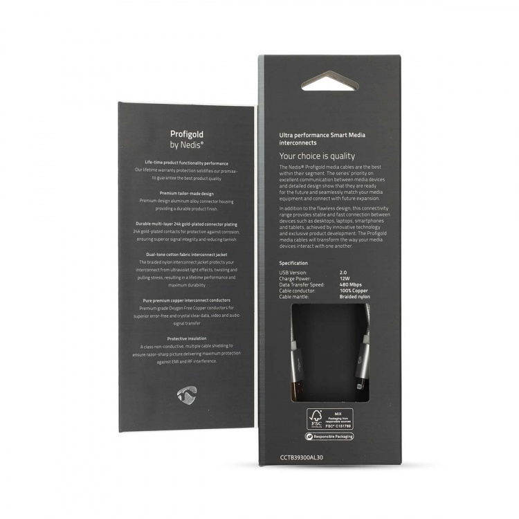 Nedis Lightning Kabel | USB 2.0 | Apple Lightning 8-Pinners | USB-A Han | 480 Mbps | Gull belagt | 3.00 m | Rund | Flettet / Nylon | Aluminium | Deksel Vindusboks Nedis Lightning Kabel | USB 2.0 | Apple Lightning 8-Pinners | USB-A Han | 480 Mbps | Gull belagt | 3.00 m | Rund | Flettet / Nylon | Aluminium | Deksel Vindusboks