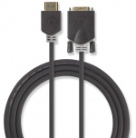 Nedis HDMI™ Cable | HDMI ™ -kontakt | DVI-D 24+1-Pin Han | 1080p | Gull belagt | 2.00 m | Rett | PVC | Antrasitt | Vindusboks med Euro Lock