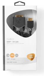 Nedis HDMI™ Cable | HDMI ™ -kontakt | DVI-D 24+1-Pin Han | 1080p | Gull belagt | 2.00 m | Rett | PVC | Antrasitt | Vindusboks med Euro Lock