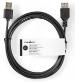 USB-kabel | USB 2.0 | USB-A Han | USB-A Hun | 5.5 W | 480 Mbps | Nikkel belagt | 2.00 m | Rund | PVC | Sort | Stikkord USB-kabel | USB 2.0 | USB-A Han | USB-A Hun | 5.5 W | 480 Mbps | Nikkel belagt | 2.00 m | Rund | PVC | Sort | Stikkord