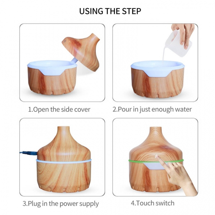 Luftfukter/Aroma Diffuser i tredesign 300ml, Lyst tre Luftfukter/Aroma Diffuser i tredesign 300ml, Lyst tre