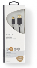 Nedis USB-kabel | USB 2.0 | USB-A Han | USB Mini-B 5 pins Han | 480 Mbps | Gull belagt | 2.00 m | Rund | PVC | Antrasitt | Vindus boks