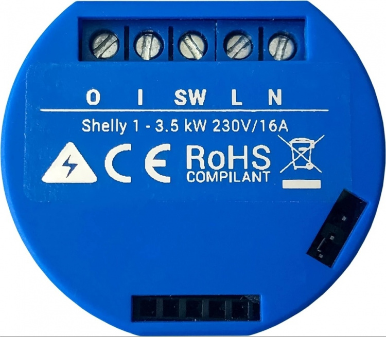 Shelly 1 Kompakt innfelt bryter med WiFi og åpen API