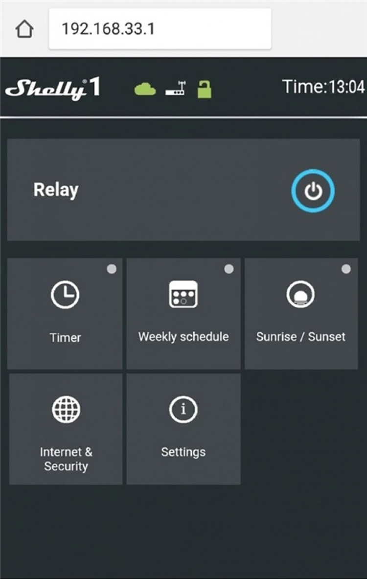 Shelly 1 Kompakt innfelt bryter med WiFi og åpen API