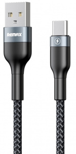 Remax Flettet USB-A til USB-C-kabel 2,4A, 1 m Remax Flettet USB-A til USB-C-kabel 2,4A, 1 m
