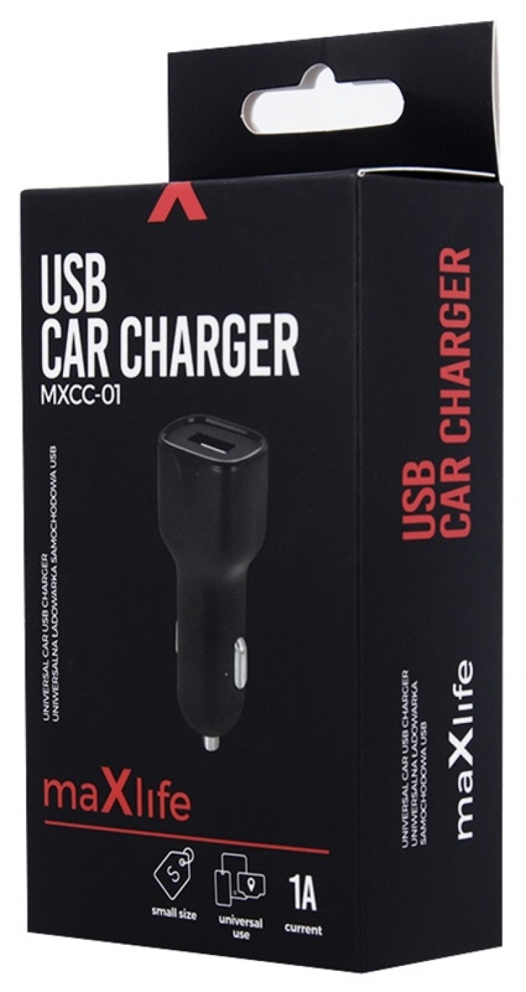 Maxlife billader MXCC-01 USB (1A), svart Maxlife billader MXCC-01 USB (1A), svart
