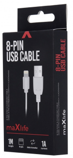 Maxlife ladekabel Lightning (1A) 1 m, hvit