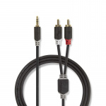 Nedis Stereo lydkabel | 3.5 mm Han | 2x RCA Han | Gull belagt | 2.00 m | Rund | Antrasitt | Boks Nedis Stereo lydkabel | 3.5 mm Han | 2x RCA Han | Gull belagt | 2.00 m | Rund | Antrasitt | Boks