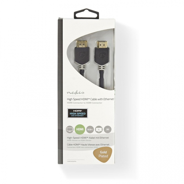 Nedis High Speed HDMI ™ kabel med Ethernet | HDMI ™ -kontakt | HDMI ™ -kontakt | 4K@60Hz | ARC | 18 Gbps | 0.50 m | Rund | PVC | Antrasitt | Boks Nedis High Speed HDMI ™ kabel med Ethernet | HDMI ™ -kontakt | HDMI ™ -kontakt | 4K@60Hz | ARC | 18 Gbps | 0.50 m | Rund | PVC | Antrasitt | Boks