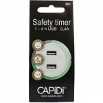 CAPiDi Safety Timer 2x USB 3.4A Vit CAPiDi Safety Timer 2x USB 3.4A Vit