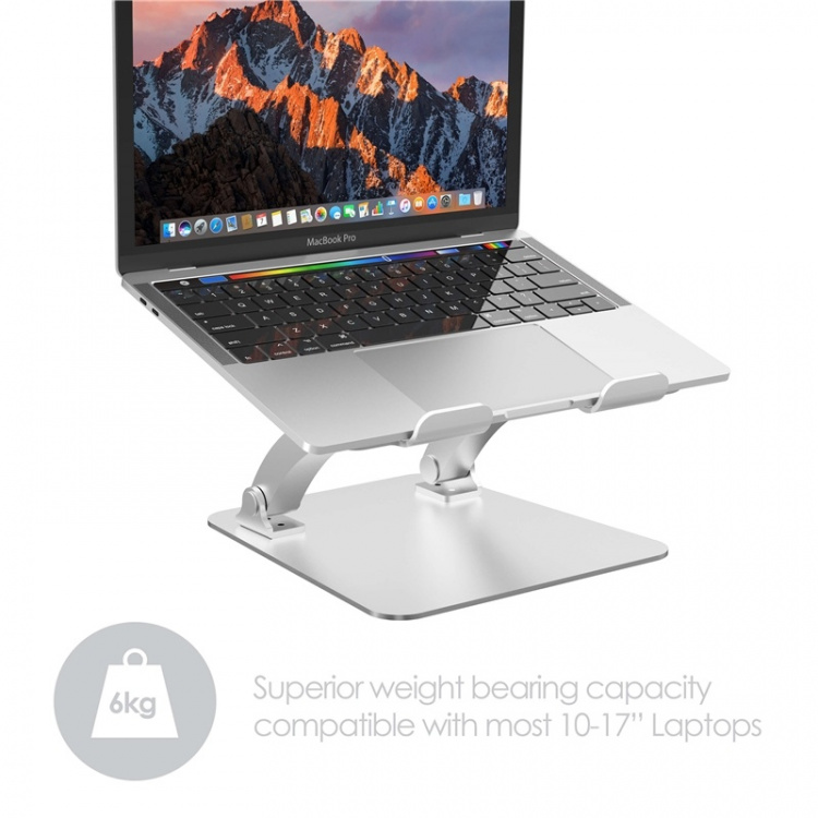 Desire2 Laptopställ Dual Pivot Riser Justerbar Aluminium Silver