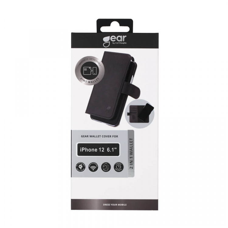 Gear Lommebokdeksel 2-i-1 Svart - iPhone 12/12 Pro