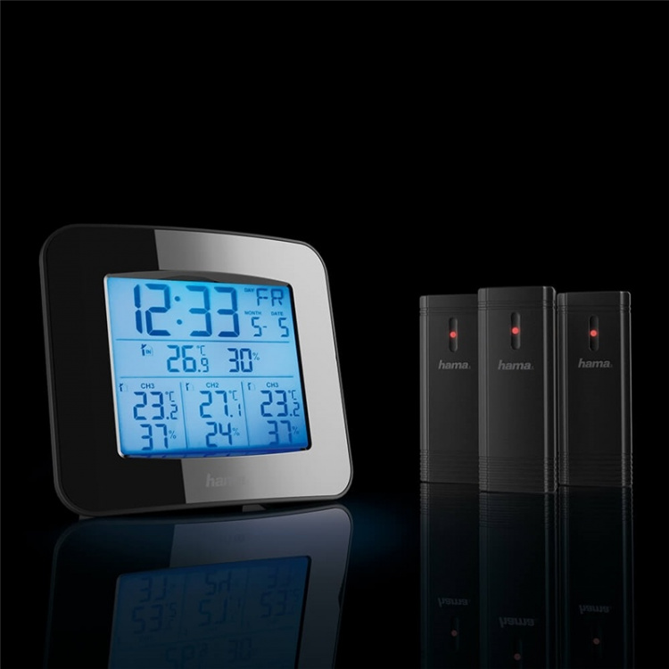 Hama Værstasjon EWS-Trio 3x Sensor Svart