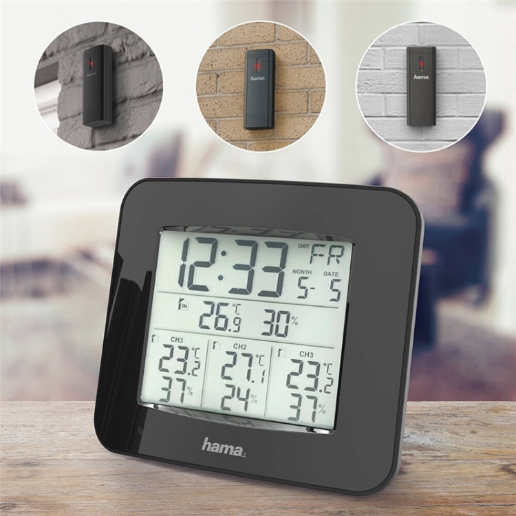 Hama Værstasjon EWS-Trio 3x Sensor Svart