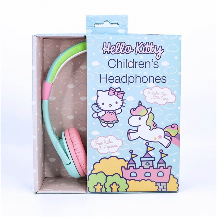 HELLO KITTY Hodetelefon Junior On-Ear 85dB Grønn/Rosa Enhjørning