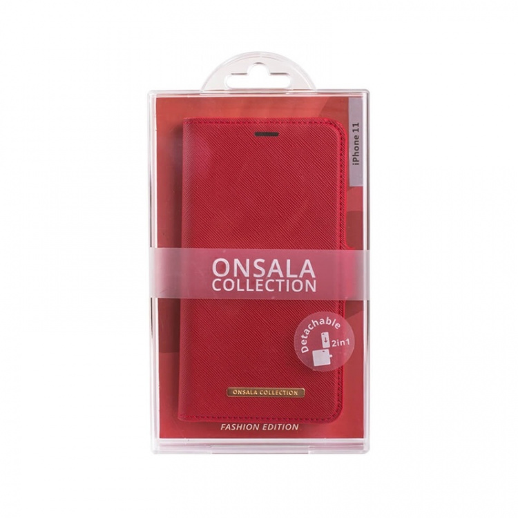 Onsala Lommebokveske iPhone 12 Mini Saffiano Red Onsala Lommebokveske iPhone 12 Mini Saffiano Red