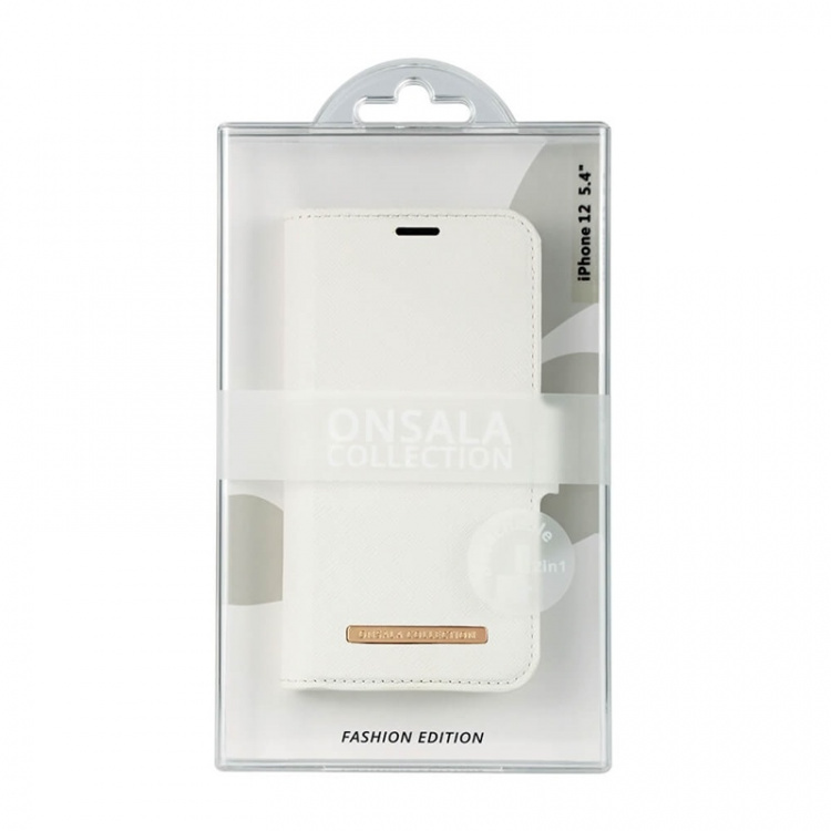 Onsala Lommebokveske iPhone 12 Mini Saffiano White Onsala Lommebokveske iPhone 12 Mini Saffiano White