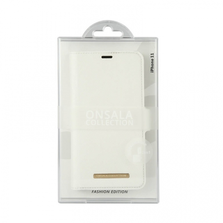 Onsala Lommebokveske iPhone 12 / 12 Pro Saffiano White Onsala Lommebokveske iPhone 12 / 12 Pro Saffiano White