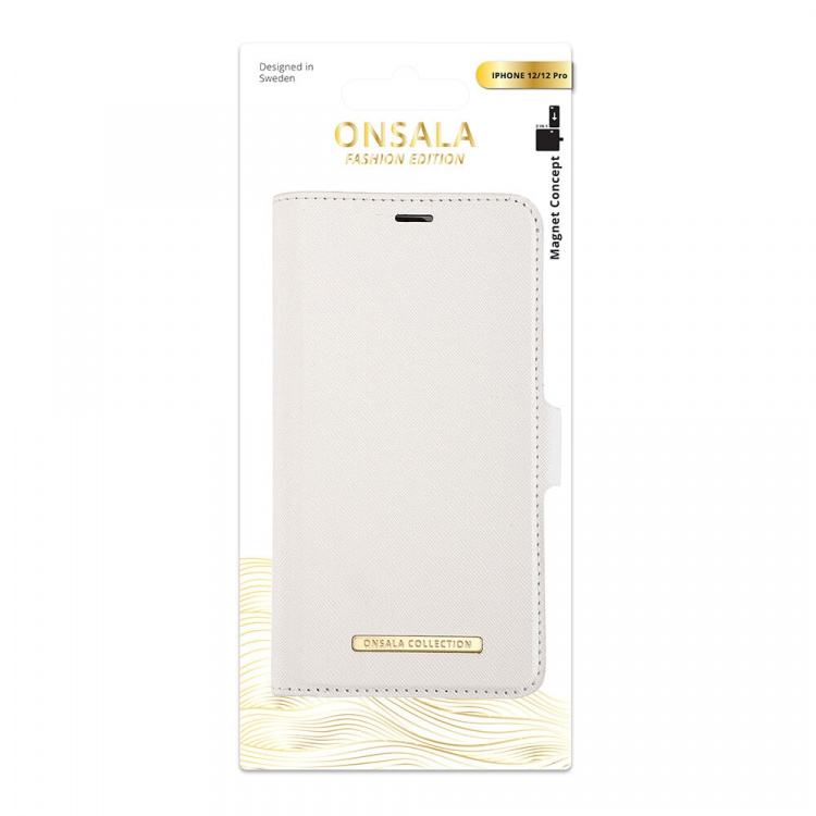 Onsala Lommebokveske iPhone 12 / 12 Pro Saffiano White Onsala Lommebokveske iPhone 12 / 12 Pro Saffiano White