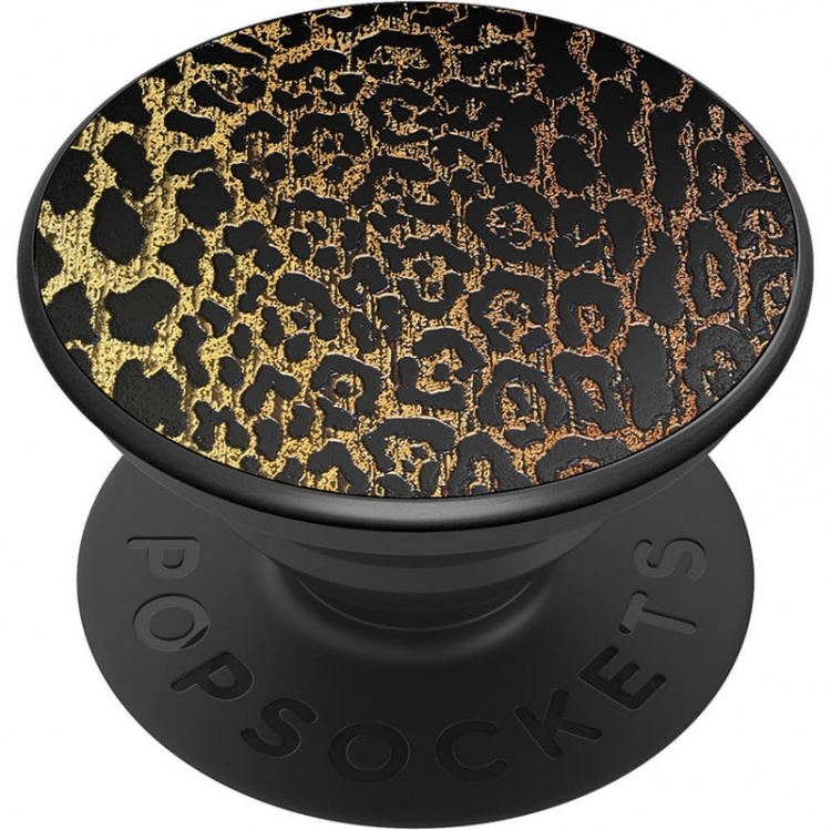 PopSockets Embossed Metal Leopard Avtagbart Grip med stativfunksjon LUXE