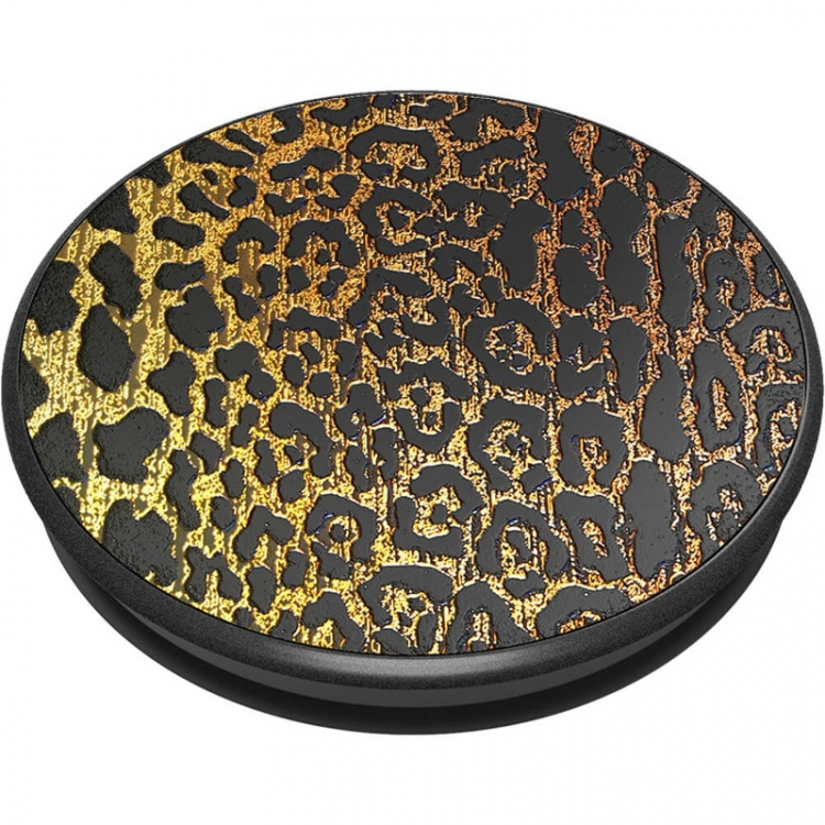PopSockets Embossed Metal Leopard Avtagbart Grip med stativfunksjon LUXE