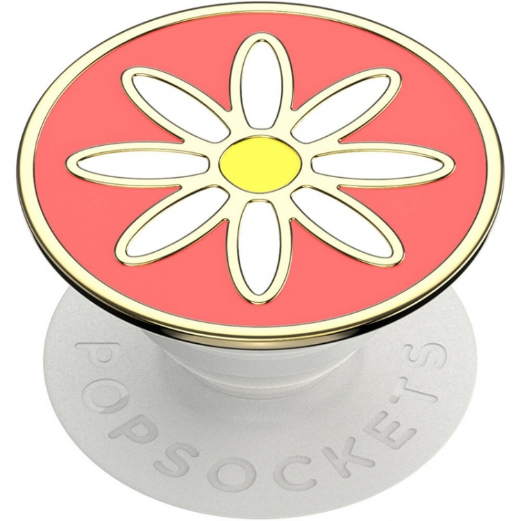 PopSockets Enamel Quaint Daisy Coral Avtagbart Grip med stativfunksjon Premium