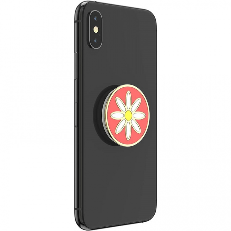 PopSockets Enamel Quaint Daisy Coral Avtagbart Grip med stativfunksjon Premium