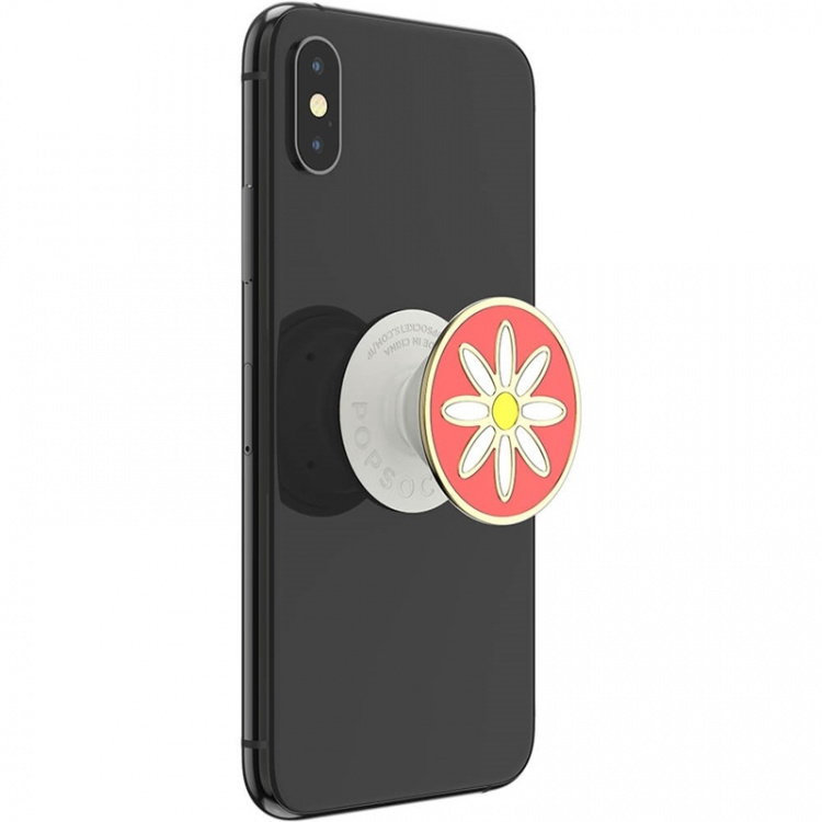 PopSockets Enamel Quaint Daisy Coral Avtagbart Grip med stativfunksjon Premium