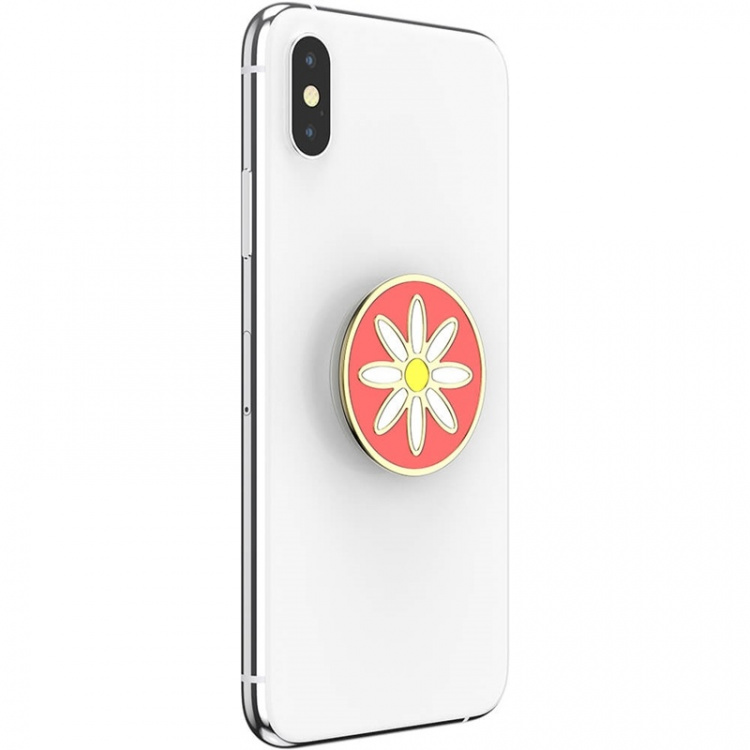 PopSockets Enamel Quaint Daisy Coral Avtagbart Grip med stativfunksjon Premium