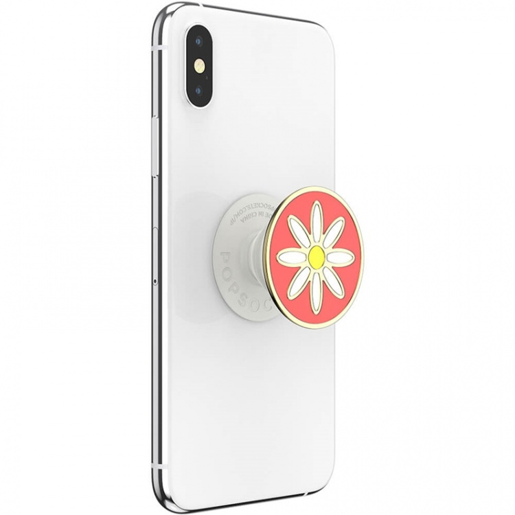 PopSockets Enamel Quaint Daisy Coral Avtagbart Grip med stativfunksjon Premium