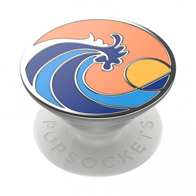 PopSockets Enamel Ride The Wave Coral Avtagbart Grip med stativfunksjon Premium
