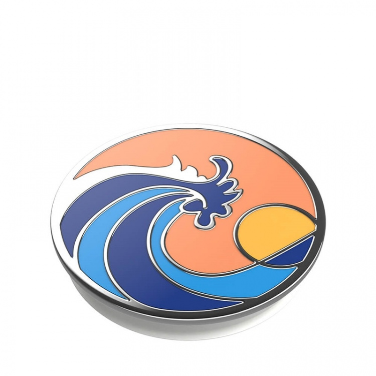 PopSockets Enamel Ride The Wave Coral Avtagbart Grip med stativfunksjon Premium